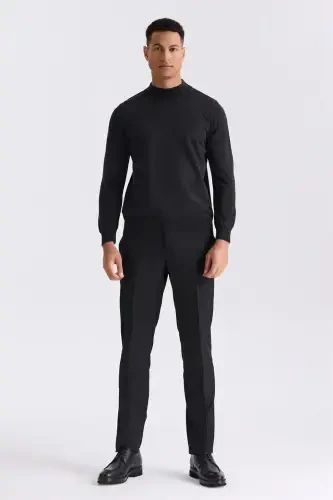 Anthracite Slim Fit Half-Turtleneck Knit Sweater - Modazone (1)