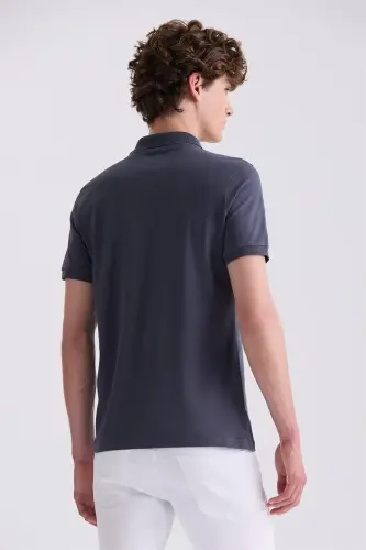 Anthracite Slim Fit Polo Collar T-Shirt - 4