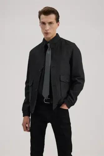 Anthracite Slim Fit Single Breasted Pocketed Jacket Look Coat - JAKAMEN (1)