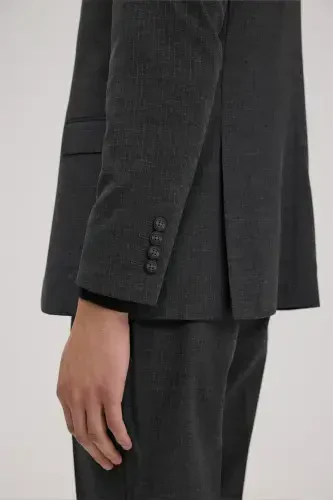 Anthracite Slim Fit Swallow Collar Striped Suit - 4