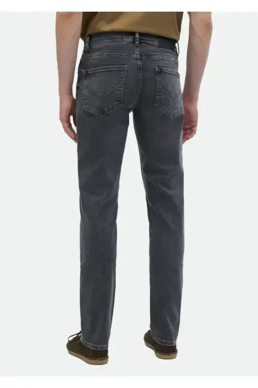 Anthracite Straight Slim Fit Denim Cotton Blend Trousers - 5
