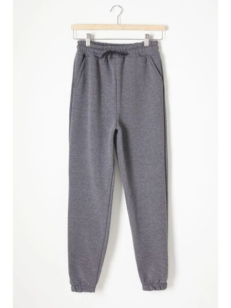 Anthracite Three-Thread Fleece Lined Elastic Waistband Children's Sweatpants 16763 - LC WAIKIKI