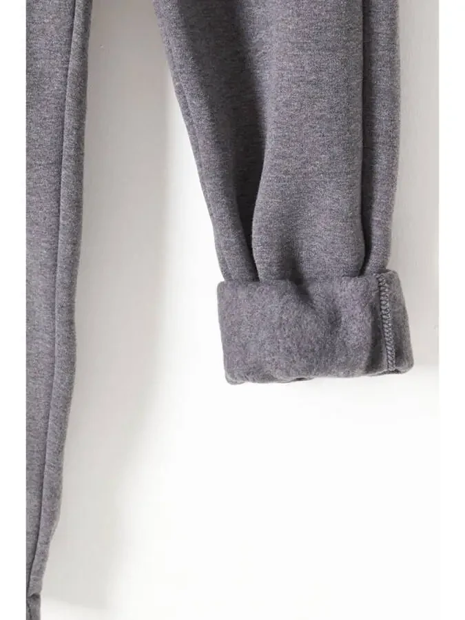 Anthracite Three-Thread Fleece Lined Elastic Waistband Children's Sweatpants 16763 - 3