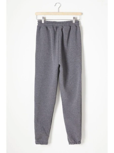 Anthracite Three-Thread Fleece Lined Elastic Waistband Children's Sweatpants 16763 - 4