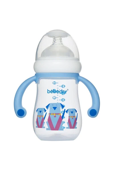 Anti-colic Wide Mouth Handled Baby Bottle 240ml Blue 993 - BEBEDOR