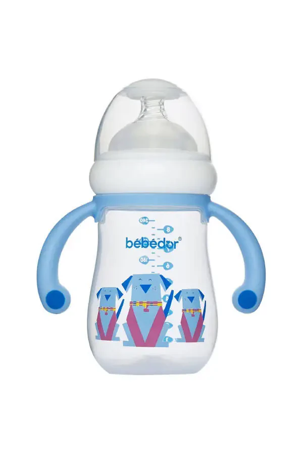 Anti-colic Wide Mouth Handled Baby Bottle 240ml Blue 993 - 1
