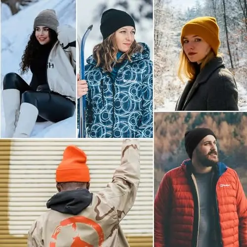 ANTI-REBOUNDUMBRE Ayollar Erkaklar Qishki Shapka Ipak Astarli Issiq Manjetli Shapka Trikotaj Shapka uchun Atlas Astarli Beanie - 14