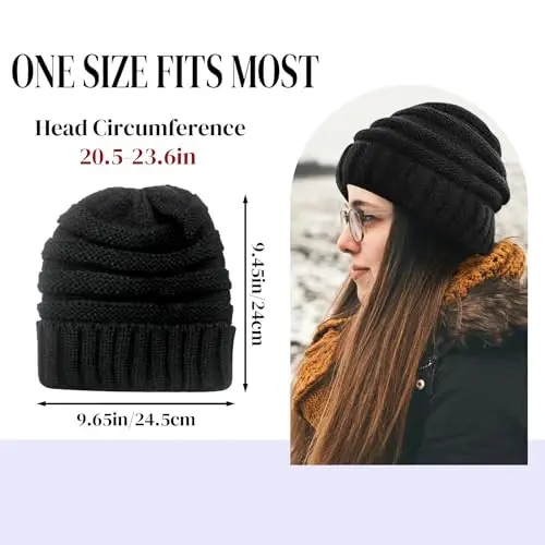 ANTI-REBOUNDUMBRE Ayollar uchun qishki shapkalar Issiq shapkalar Ayollar uchun yumshoq kabel trikotajli shapka Bosh suyagi qopqog'i - 4