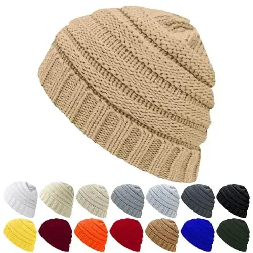 ANTI-REBOUNDUMBRE Winter Hats for Women Warm Beanies Soft Cable Knit Beanie for Women Skull Cap - 1