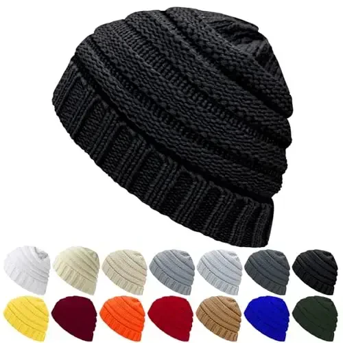ANTI-REBOUNDUMBRE Winter Hats for Women Warm Beanies Soft Cable Knit Beanie for Women Skull Cap - 1