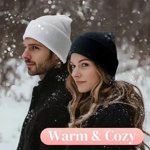 ANTI-REBOUNDUMBRE Satin Lined Beanie for Women Men Winter Hat Silk Lining Warm Cuffed Beanie Knit Hats - 7