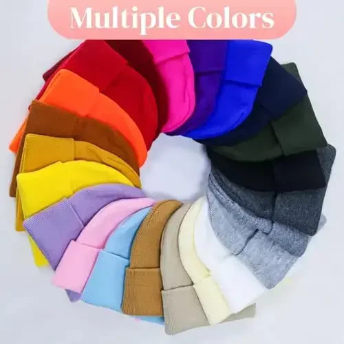 ANTI-REBOUNDUMBRE Satin Lined Beanie for Women Men Winter Hat Silk Lining Warm Cuffed Beanie Knit Hats - 6