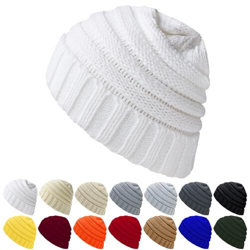 ANTI-REBOUNDUMBRE Winter Hats for Women Warm Beanies Soft Cable Knit Beanie for Women Skull Cap - 1