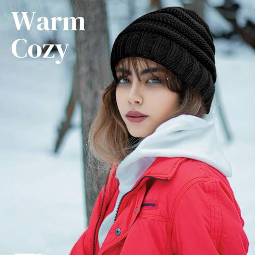 ANTI-REBOUNDUMBRE Winter Hats for Women Warm Beanies Soft Cable Knit Beanie for Women Skull Cap - 2