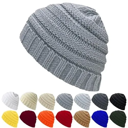 ANTI-REBOUNDUMBRE Winter Hats for Women Warm Beanies Soft Cable Knit Beanie for Women Skull Cap - ANTI-REBOUNDUMBRE