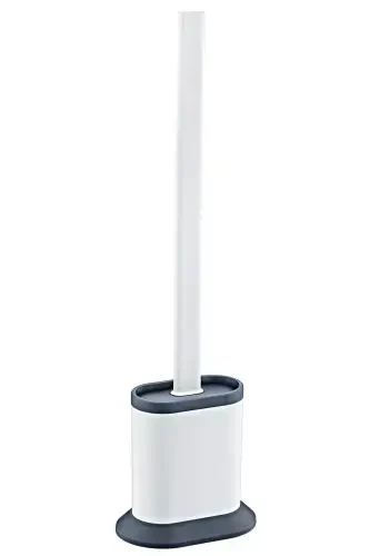 Antibacterial Silicone Tip Toilet Brush Set - Toilet and Toilet Cleaning Brush - White - EARABUL (1)