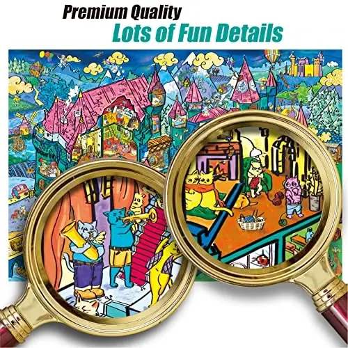 Antelope 2 in 1 1000 Piece Puzzle Bundle - Cat Castle & Drive In Movie - 4