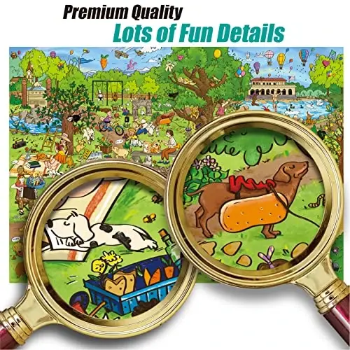 Antelope 2 in 1 1000 Piece Puzzle Bundle - Dog Park - 1000 Piece Jigsaw Puzzle Bundle with Cat Castle - 1000 Piece Jigsaw Puzzle - 4