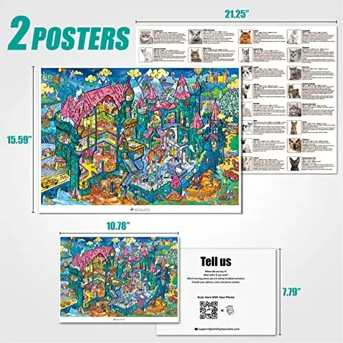 Antilopa - Kattalar uchun 1000 dona boshqotirma, Mushuk qasri 1000 dona jigsaw boshqotirmalari, Yuqori aniqlik, Mat qoplama, Silliq qirralar, Changsiz ijodiy badiiy boshqotirma - ANTELOPE (1)