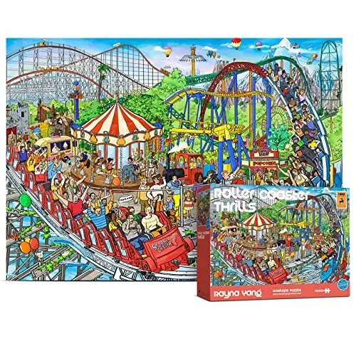 Antilopa - Kattalar uchun 1000 dona jumboq, Roller Coaster Jigsaw Puzzles 1000 dona, Mavzuli Park Jumboq, Yuqori aniqlik, Mat qoplama, Silliq qirralar, Changsiz Qiziqarli Jumboqlar 