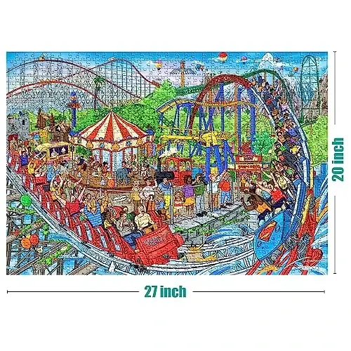 Antilopa - Kattalar uchun 1000 dona jumboq, Roller Coaster Jigsaw Puzzles 1000 dona, Mavzuli Park Jumboq, Yuqori aniqlik, Mat qoplama, Silliq qirralar, Changsiz Qiziqarli Jumboqlar - 2