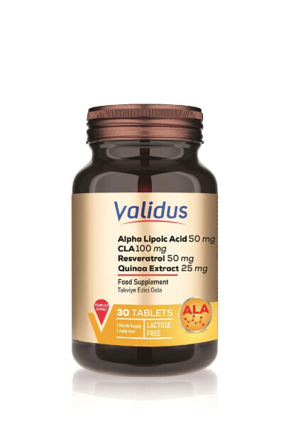 Антиоксидантная поддержка Альфа-липоевая кислота + CLA + Ресвератрол Таблетки - VALIDUS