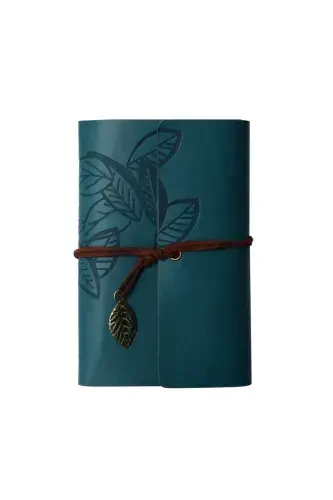 Antiqued Page Leather Covered Journal Diary Notebook-blue - 1