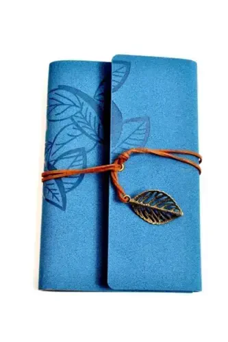 Antiqued Page Leather Covered Journal Diary Notebook-blue - Modazone (1)