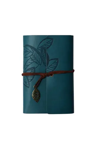 Antiqued Page Leather Covered Journal Diary Notebook-blue - 1
