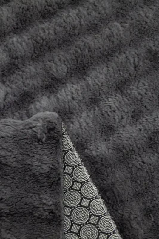 Антрацит Овал Плюшевый Рельефный Нескользящий Основа Dot Моющийся Салон Коридор Кухня Детская Комната-Темно-Серый - 2