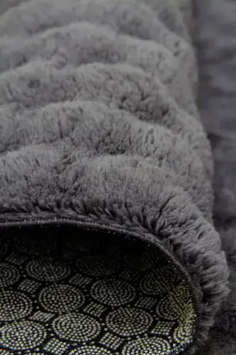 Антрацит Овал Плюшевый Рельефный Нескользящий Основа Dot Моющийся Салон Коридор Кухня Детская Комната-Темно-Серый - 4