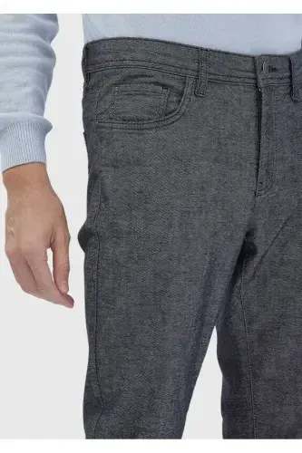 Антрацит рангли тукима Slim Fit Casual пахта аралаш шим - 3