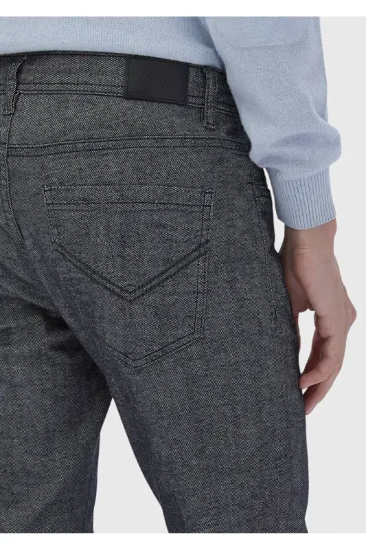 Антрацит рангли тукима Slim Fit Casual пахта аралаш шим - 4