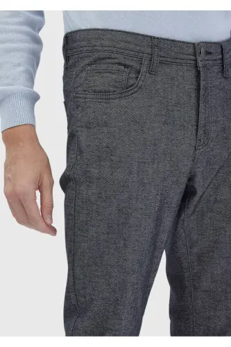 Антрацит рангли тукима Slim Fit Casual пахта аралаш шим - 3