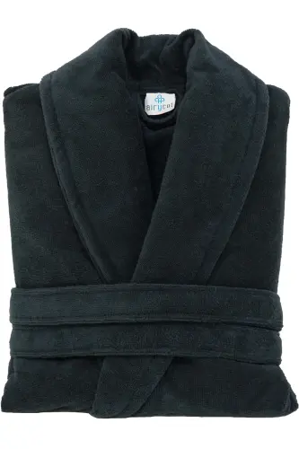 Antracite Unisex Flannel Bathrobe 