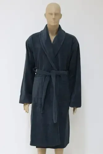 Antracite Unisex Flannel Bathrobe - AİRYCOT (1)