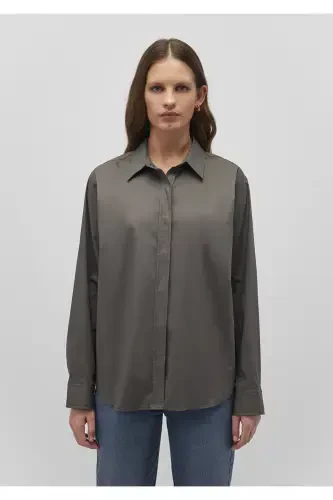 Антрацитовая Рубашка Свободного Кроя 121094 - 3