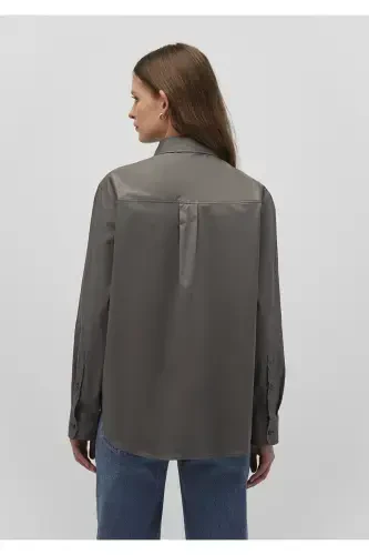 Антрацитовая Рубашка Свободного Кроя 121094 - 4