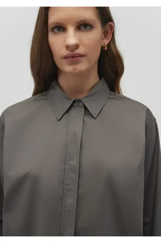 Антрацитовая Рубашка Свободного Кроя 121094 - 5