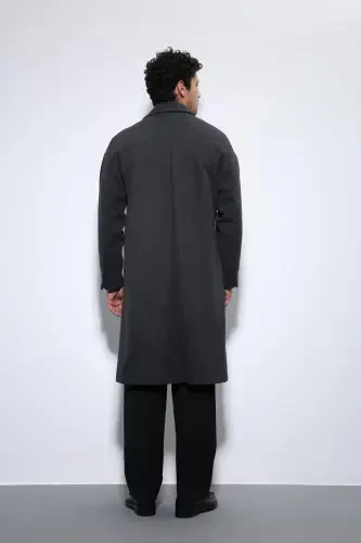 Антрацитовое Мужское Пальто Oversize с Поясом - Антрацит - 5