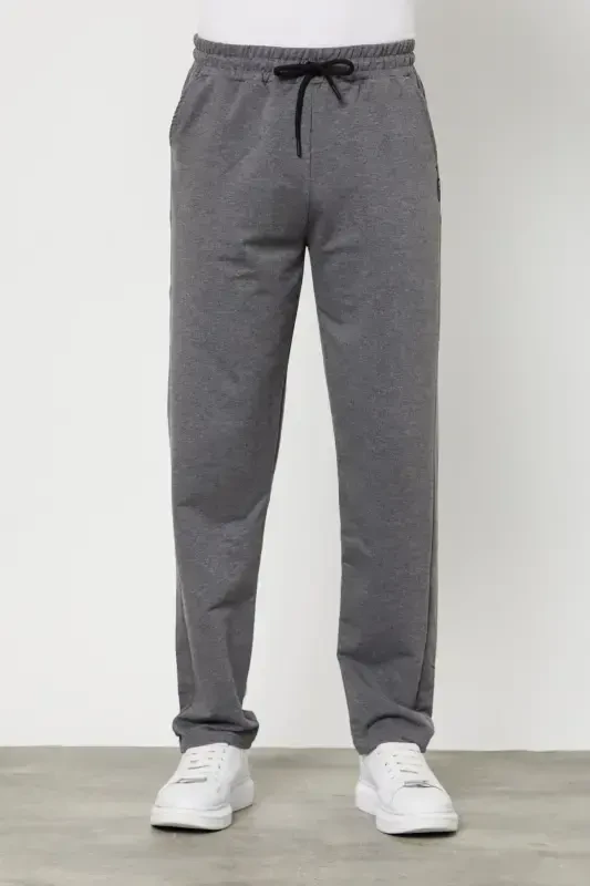 Антрацитовые мужские спортивные штаны прямого кроя, удобного кроя, из ткани премиум-класса, антрацитовые - 1