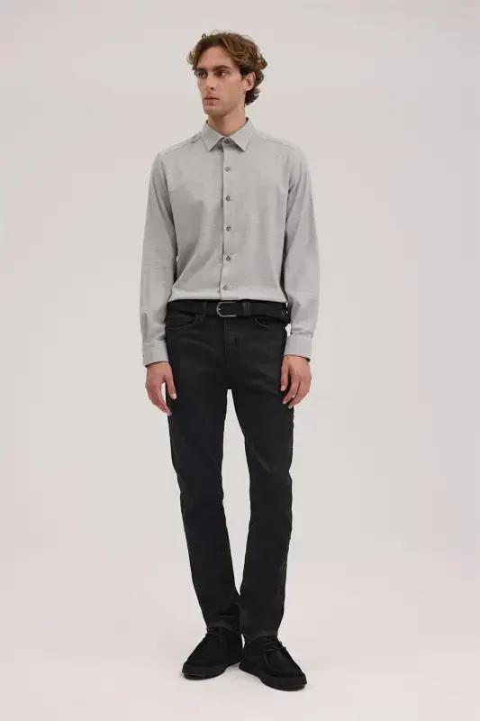 Антрацитовые удобные хлопковые джинсы - 2