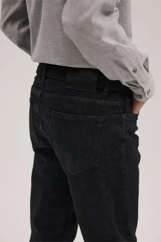 Антрацитовые удобные хлопковые джинсы - 3