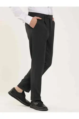 Антрацитовый мужской приталенный классический костюм в елочку - 3