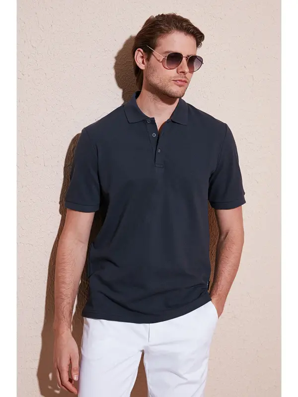 Antrasit % 100 Pamuk Regular Fit Düğmeli Erkek Polo Yaka T Shirt 5902127-Antrasit - LC WAIKIKI