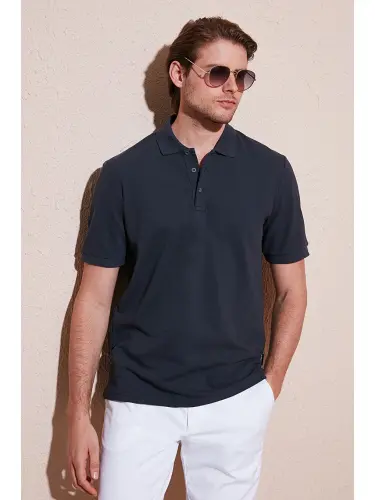Antrasit % 100 Pamuk Regular Fit Düğmeli Erkek Polo Yaka T Shirt 5902127-Antrasit 
