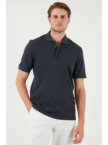 Antrasit % 100 Pamuk Regular Fit Düğmeli Erkek Polo Yaka T Shirt 5902127-Antrasit - 4