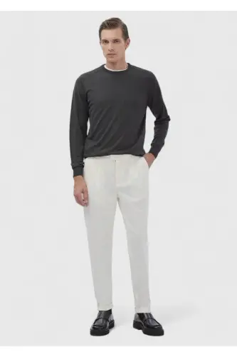 Antrasit Bisiklet Yaka Düz Örgü Yün Karışımlı Triko Kazak-Antrasit - RAMSEY (1)