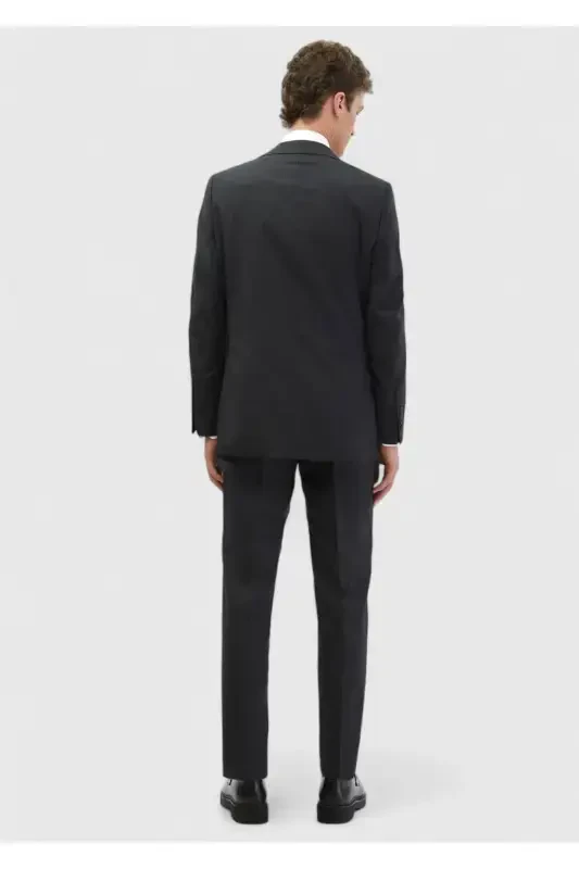 Antrasit chiziqli Thin&taller Slim Fit %100 jun kostyum - 6