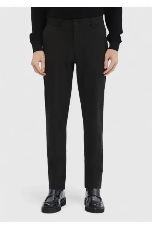 Antrasit Çizgili Örme Jogging Fit Casual Pantolon-Antrasit - 1